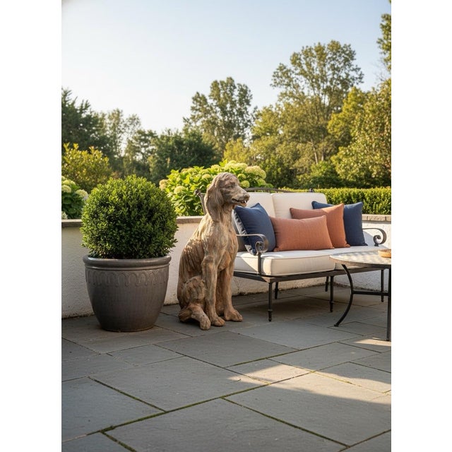 Antique-Inspired Terracotta Seated Setter or Spaniel Garden Statue For Sale In West Palm - Image 6 of 10