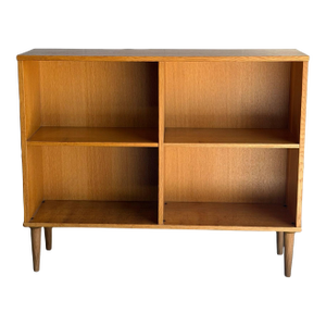 Vintage Danish Oak Bookcase Scandinavian Modern Open Shelf Display Cabinet