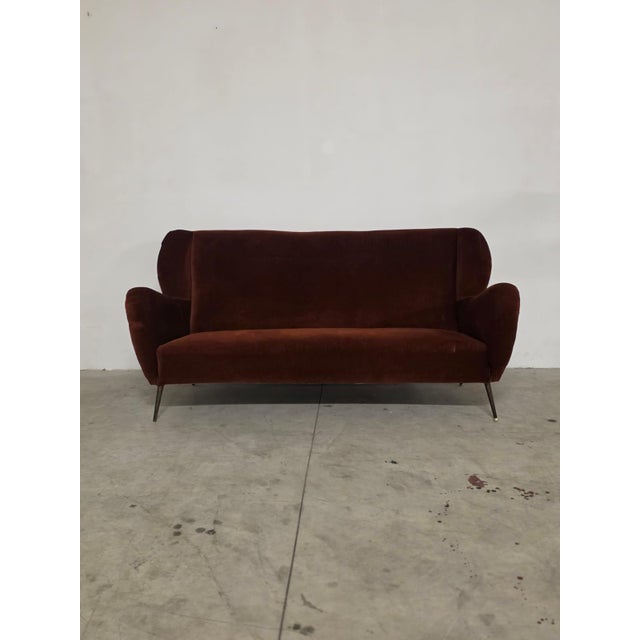 Vintage Italian Velvet Sofa, 1950s For Sale - Image 3 of 11