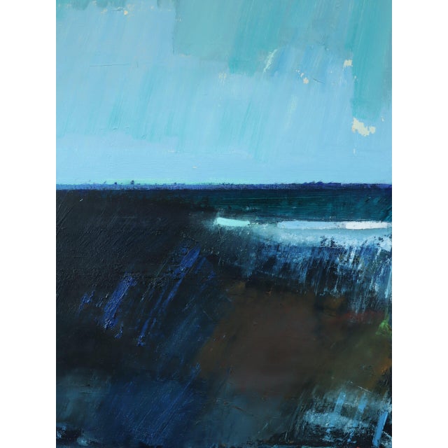 1973 Modernist 'Blue Divide' Vintage Swedish Original Abstract Landscape Oil Painting, Framed For Sale - Image 12 of 14