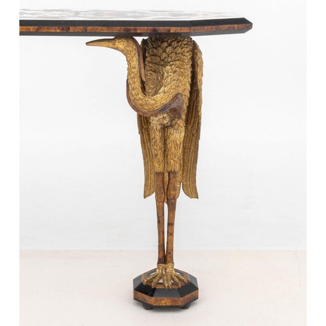 Empire Revival Pietra Dura Top Crane Motif Console Table For Sale In New York - Image 6 of 11
