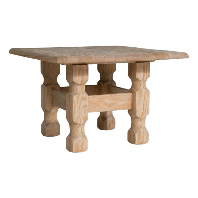 1970s French Brutalist Oak Coffee Table For Sale