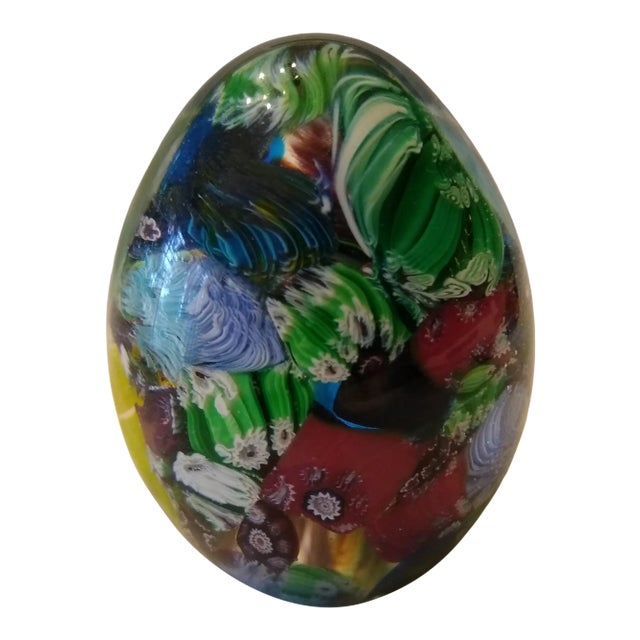 Vintage Eggshaped Murano Blown Glass Paperweight For Sale