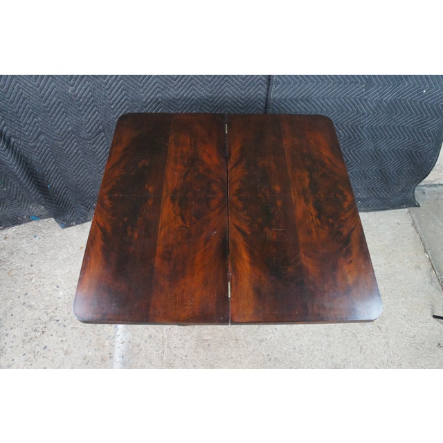 Antique 19th Century American Empire Crotch Mahogany Game Card Console Table For Sale - Image 13 of 15