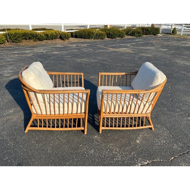 1970s Boho Chic Bamboo and Rattan Lounge Chairs in McGuire Style For Sale - Image 10 of 18