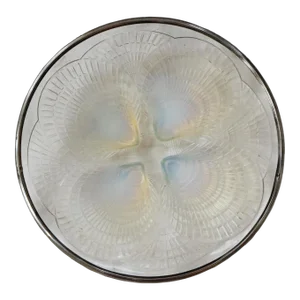 1930s Rene Lalique Opalescent Coquilles Plate With Silver Rim