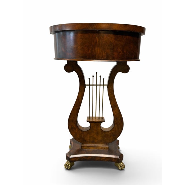 Vintage Maitland-Smith Burl Walnut Lyre Accent Table For Sale In West Palm - Image 6 of 9