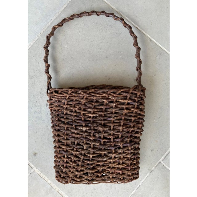 Mid 20th-Century Rustic Chic Handwoven Natural Willow Wall Pocket For Sale - Image 11 of 13