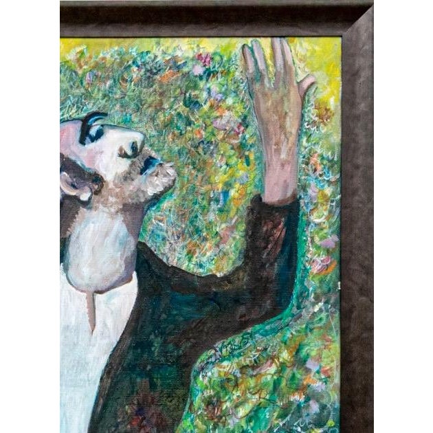 Wood Large Scale Vintage Expressionist Oil on Canvas Singing Man Portrait Painting For Sale - Image 7 of 13