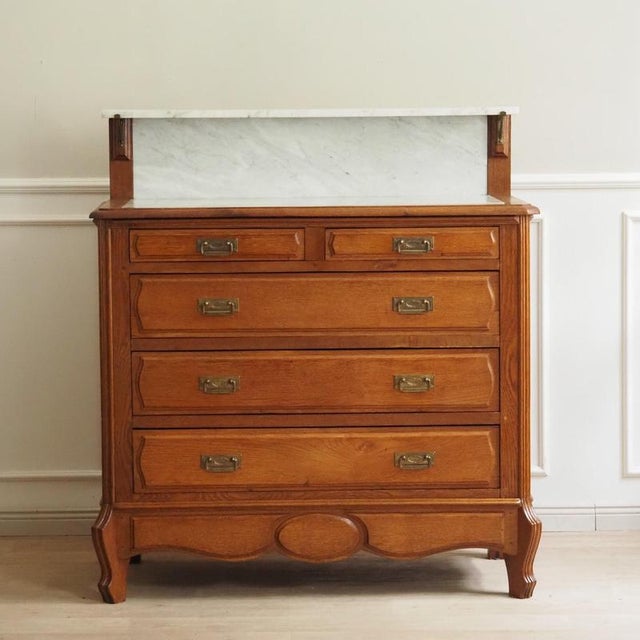 Antique French Washstand with Chest of Drawers, Mirror and Marble Top For Sale - Image 12 of 18