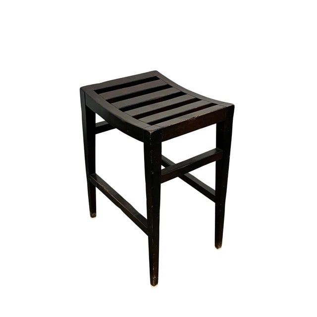 Baker Furniture Company Pair of Vintage Baker Furniture Milling Road Slatted Saddle-Seat Counter Stools For Sale - Image 4 of 11