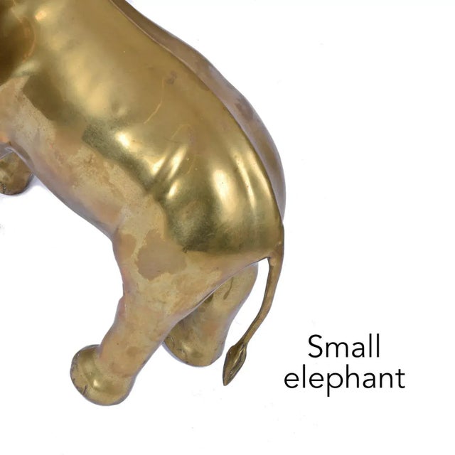 Pair of Large Brass Good Luck Elephant Sculpture Figures Over 2ft Tall For Sale - Image 11 of 12