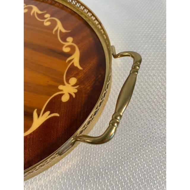 1950-60s Italian Oval Marquetry Gallery Serving Tray For Sale - Image 9 of 12