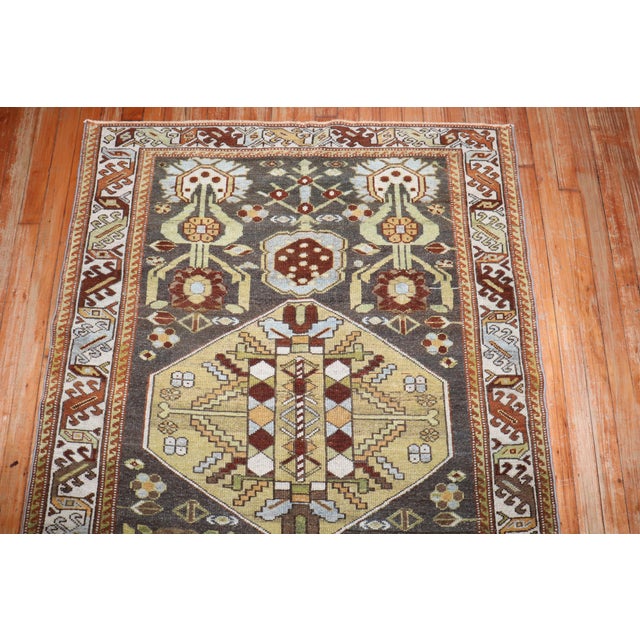 Rustic Zabihi Collection Antique Persian Bakhtiari Scatter Size Rug - 3'9" x 5' For Sale - Image 3 of 9
