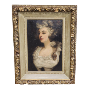 18th/19th Century Portrait Oil on Canvas Painting of a Woman in Gilt Gold Frame
