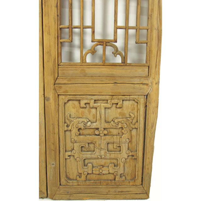Chinese Antique 1900s Chinese Wood Screen Panels - a Pair For Sale - Image 3 of 9