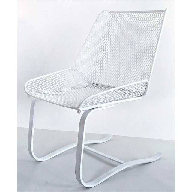 1960s Mid-Century Modern Metal Mesh Cantilever Bouncer Patio Chairs - a Pair, Attributed For Sale - Image 9 of 12