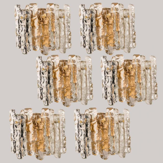 1970s Vintage Ice Glass Wall Sconce by J.T. Kalmar, 1970s For Sale - Image 5 of 18