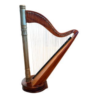 Vintage Wooden Miniature Harp For Sale