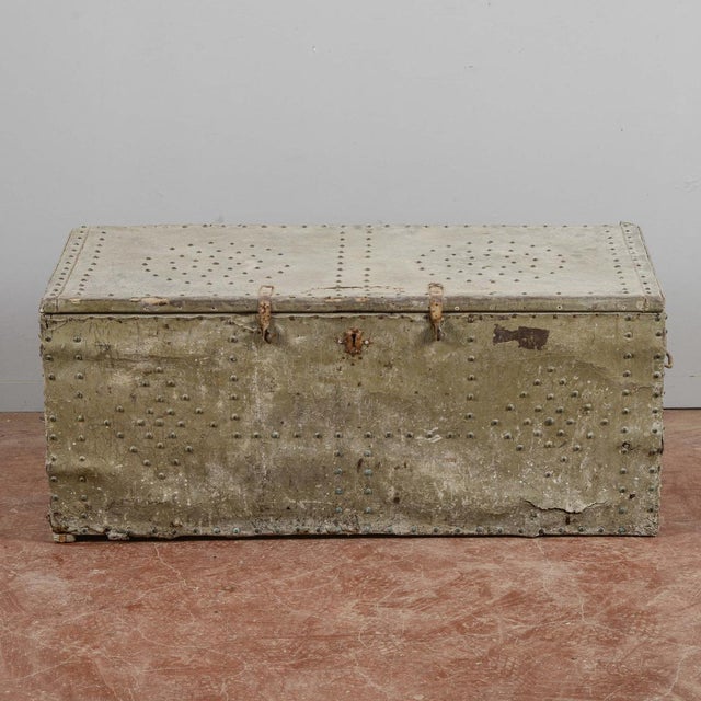 Antique Trunk in Wood, Metal, and Leather For Sale - Image 10 of 18