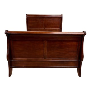 Vintage Queen Size Louis Philippe Style Sleigh Bed For Sale