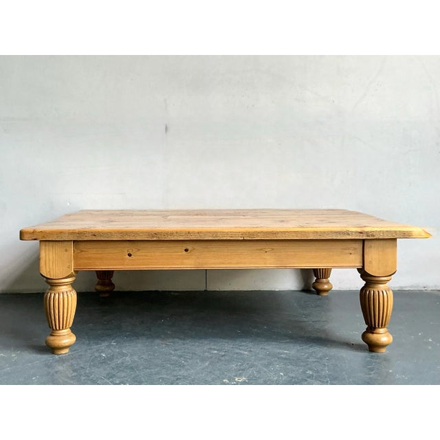 Tan Vintage Boho Knotty Pine Farm Coffee Table For Sale - Image 8 of 8