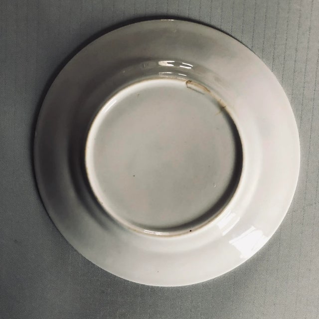 Antique Purple & White Porcelain Plates S/2 For Sale - Image 4 of 6