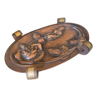 1930s Art Deco Hand-Carved Wood and Brass French Centerpiece For Sale