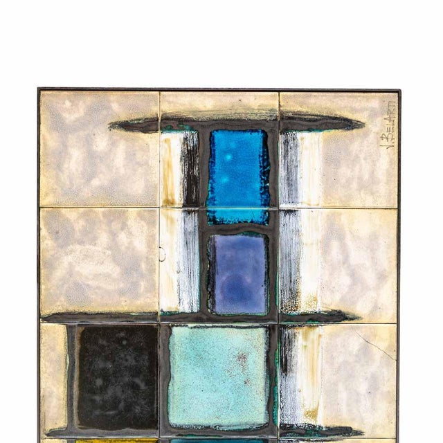 Abstract Ceramic Top on Wrought Iron Coffee Table by Juliette Belarti, 1960s For Sale - Image 9 of 15