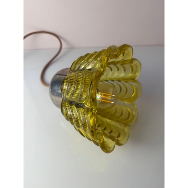 Silver Pendant Lamp Type 1545-02 in Flower Shape and Yellow by Veb Narva For Sale - Image 8 of 11