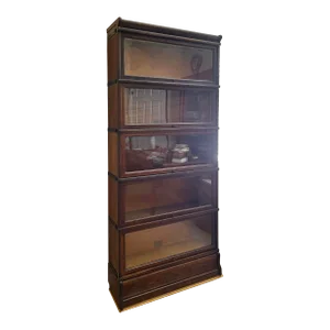Barrister Bookcase With Five Sections and Stow-Away Glass Doors | by Globe Wernicke