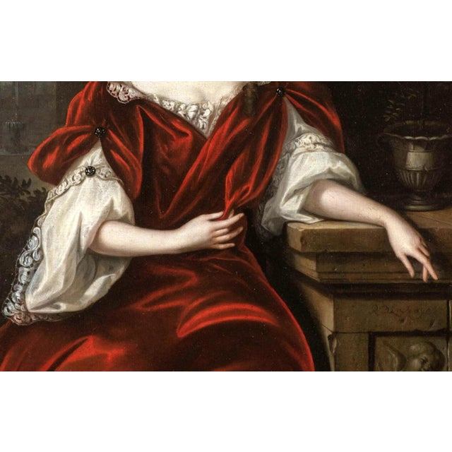 Reinier De La Haye, Portrait of a Lady in Front of a Park Landscape, Oil on Canvas For Sale - Image 4 of 9