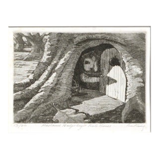 Bu King "Madame Hedgehog's Hole House" Drypoint Etching Circa 1980s-1990s For Sale