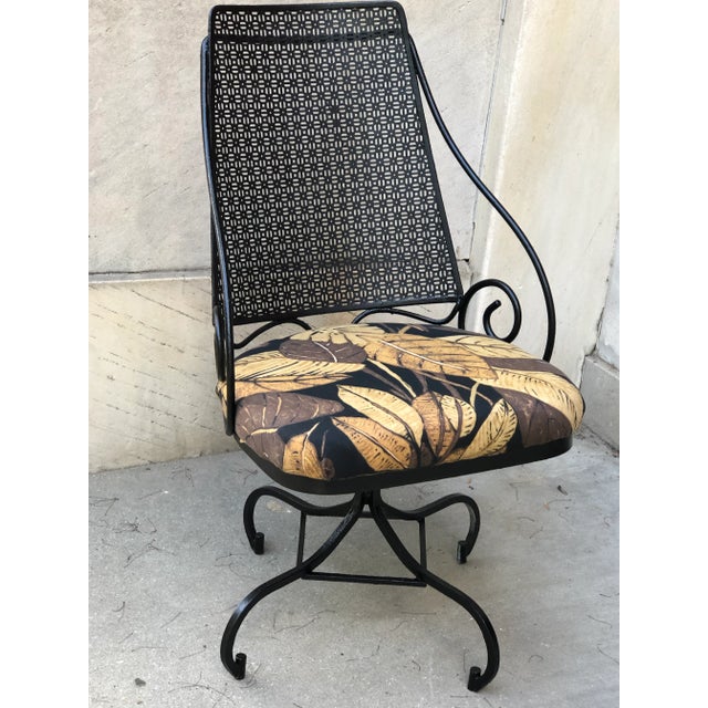 Mid 20th Century Mid-Century Wrought Iron Swivel Chairs - Set of 4 For Sale - Image 5 of 13