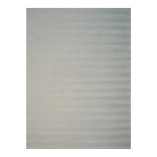 10x14 Yara Alluring Ligth Gray Stripe Geometric Modern Handmade Wool Carpet Rug For Sale
