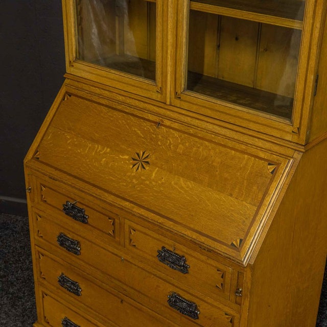 Arts and Crafts Oak Bureau Bookcase, 1890s For Sale - Image 10 of 15