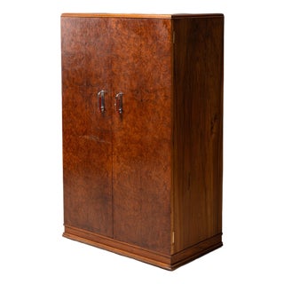 English Art Deco Burl Cabinet For Sale