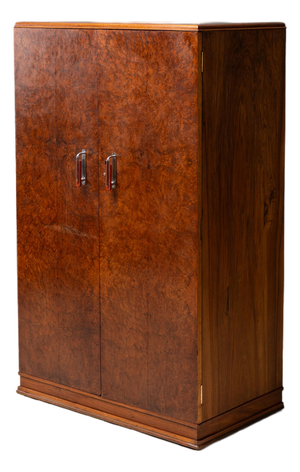 English Art Deco Burl Cabinet