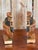 Orange 19th Century Pair of Neoclassical Painted and Gilt Flatback Urns in the Egyptian Taste For Sale - Image 8 of 9
