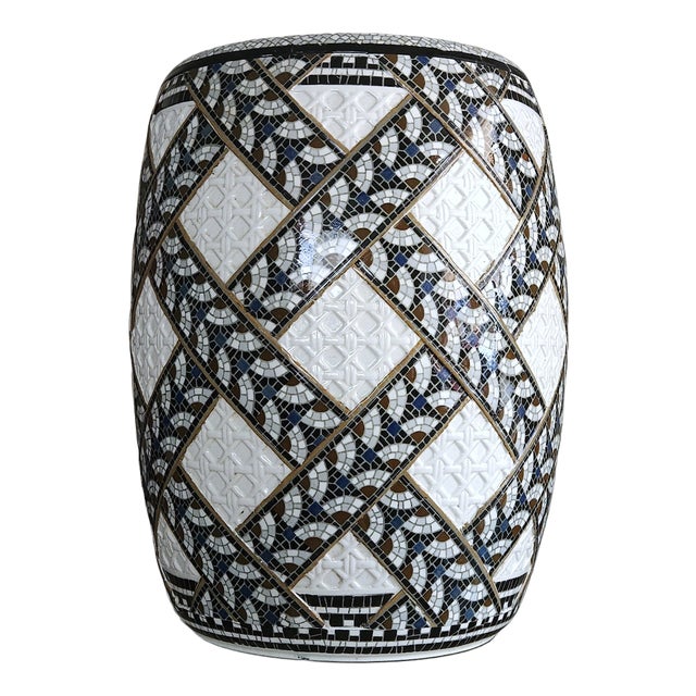 Art Nouveau Ceramic Garden Stool For Sale