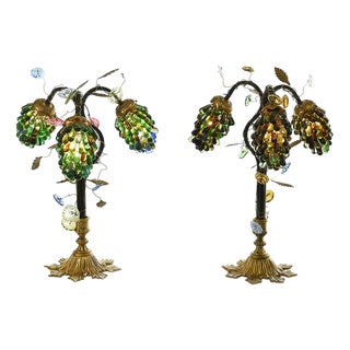 Murano Grape Cluster Lamps, Set of 2 For Sale