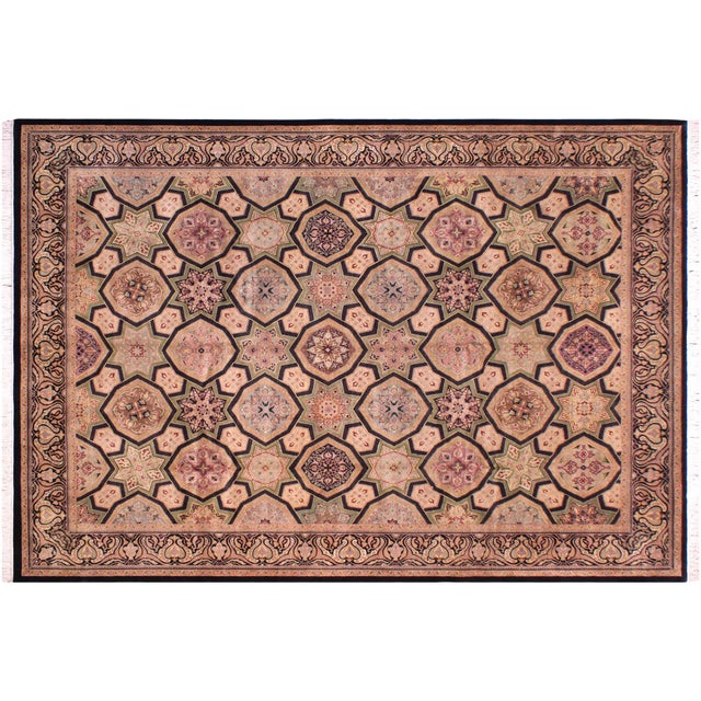 Black 1990's Abstract Pak-Persian Black/Multi Wool Rug - 9'1'' X 12'1'' For Sale - Image 8 of 9