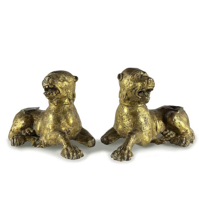Gilded Bronze Lions, Nuremberg, 1500s, Set of 2 For Sale - Image 10 of 12