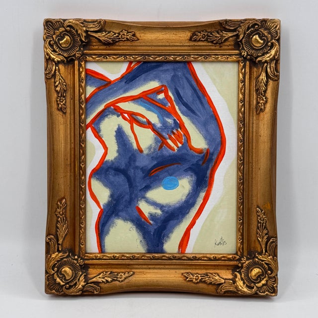 Abstract Original Contemporary Figurative Painting Nude Study Gold Ornate Frame For Sale - Image 3 of 11