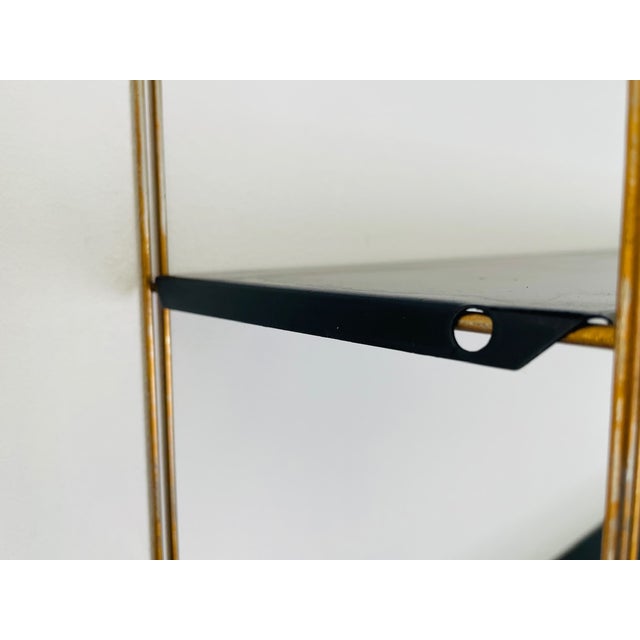 Mid-Century Modern Adjustable Brass and Metal Wall-Mounted Shelf, 1960s For Sale - Image 16 of 18