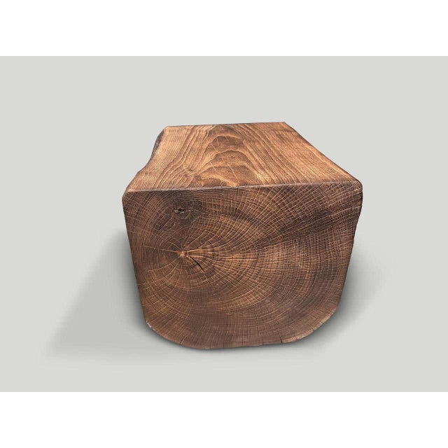 Andrianna Shamaris Modern Organic Teak Wood Lightly Charred Side Table For Sale In New York - Image 6 of 6