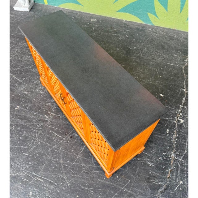 1960s Mid Century Heritage Slate Top Petite Credenza W Reversible Door Panels For Sale - Image 5 of 17