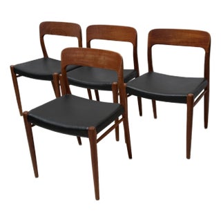 Niels Otto Møller for J. L. Møllers Model 75 Teak Side Chairs, Set of Four For Sale