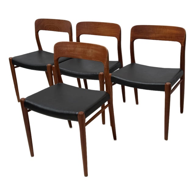 Niels Otto Møller for J. L. Møllers Model 75 Teak Side Chairs, Set of Four For Sale