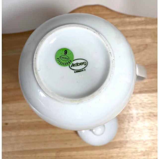 Ceramic 1980s Arzberg Germany Coffee/Tea Pot & Lid - Large Pink Lily Flower & Gray Leaves For Sale - Image 7 of 7